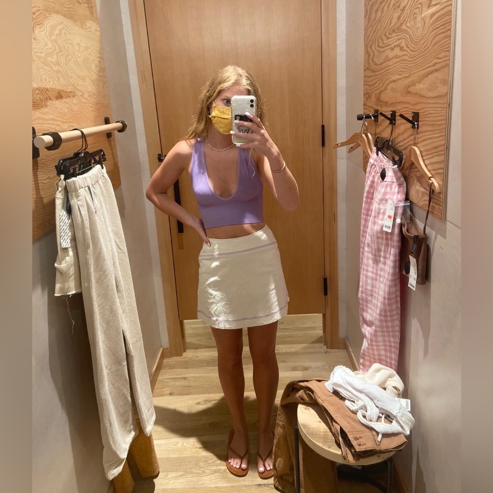 WORN ONCE Urban Outfitters White & Purple Floral Skirt!